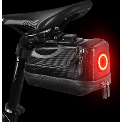 WEST BIKING Waterproof Bike Saddle Bag With USB Rechargeable Tail Light MTB Road Bicycle Pannier Basket Cycling Accessories