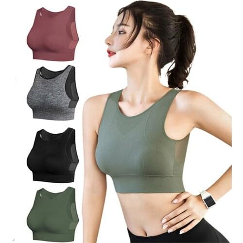 Pluse Size Women Solid Bras Breathable Mesh Bras Shockproof Padded Bra Seamless Solid Fitness Tops 95ABC