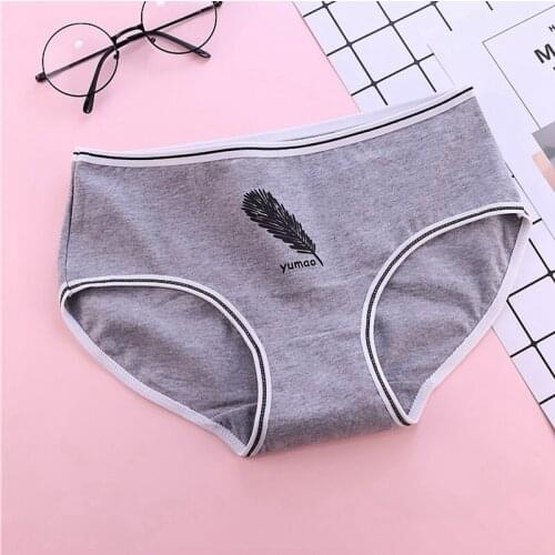 Simple Patterned Cotton Underwear Women Fashion Cute Cartoon Panties Soft Seamless Briefs Female