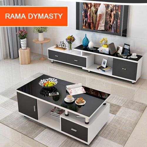Modern design coffee table and TV table set white color TV cabinet and tea table