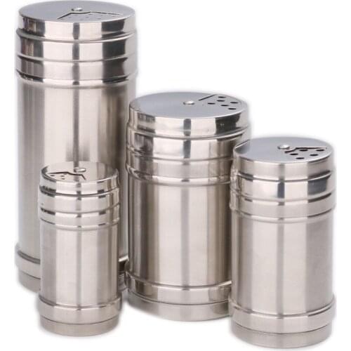 100pcs/lot Stainless Steel Kitchen Gadgets Spice Pepper Shaker Spice Jar Rotating Cover Seasoning Can Salt Sugar Bottle