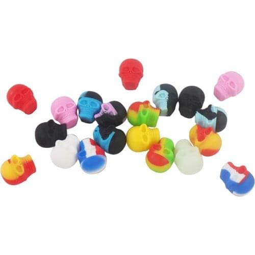 50pcs 3ml Skull Style Silicone Wax Concentrate Oil Container Dab Jar Random Color Tank