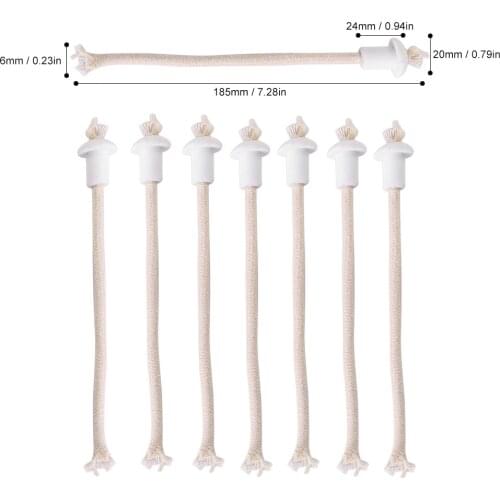 7Pcs Ceramic Holders Torch Wine Bottle Oil Candle Light Fiber Glass Heat-Resistant Kerosene Fuel Ceramic Wick Holder Cotton Core