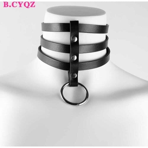 B.CYQZ Bondage PU Leather Gothic Accessories Harness Woman Belt Garter Punk Handmade Necklace Sexy Choker Harajuku Collar