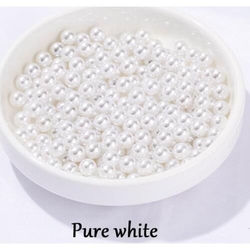 4mm-10mm White IvoryNo Hole Acrylic Imitation Pearls Round Pearl Spacer Loose Beads DIY Jewelry Making Sewing Clothing Craft