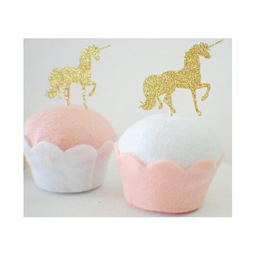 Glitter Unicorn first birthday wedding cupcake toppers baby shower party cake decoration doughnut food toothpicks