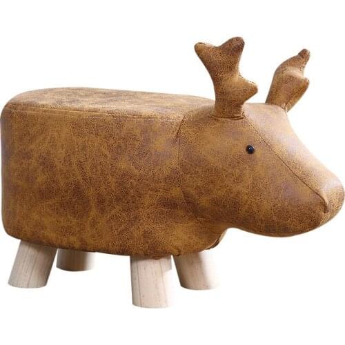 Childrens Cartoon Animal Stool Fashion Creative Sofa Stool Home Footstool Calf Cartoon Low Stool Solid Wood Stool