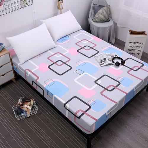 New Printing Fitted Sheet Mattress Cover Bed Linen With Elastic Band Mattress Protector Pad 100%Polyester King Size Bedding Set
