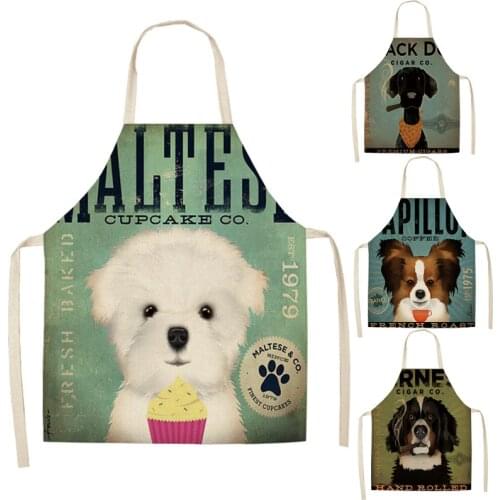 Dog Aprons Modern Minimalist Cute Cartoon Dog Pattern Apron Cotton And Linen Material Is Refreshing And Easy To Wear WQTF30