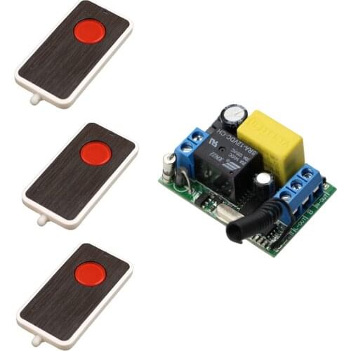Hot Sale AC 220 V 1CH Wireless Remote Control Switch System 1pcs Receiver + 3pcs One-button Remote Control 315mhz/433mhz