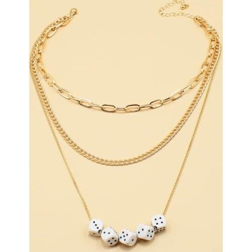 Ins 2020 New Trendy Gold Chain Dice Gambling Lock Key Cross Butterfly Necklace Korean Fashion Party Jewelry Holiday Gifts