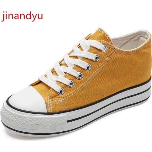 Womans Canvas Platform Wedge Shoes Sneakers Hidden Heel Yellow Black White Shoes Women Sneakers Casual Canvas Vulcanize Shoes