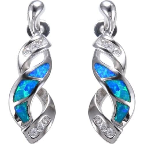 Hot Sell New Fashion Unique Design 8-shaped Blue Earrings Inlay Womens Wedding Party Pendant Earrings