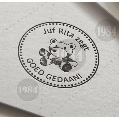 1984- The Bear Great Job Muy bien Goed gedaan! Personalized Custom Name Stamp personalized Teacher Stamp Spanish Dutch