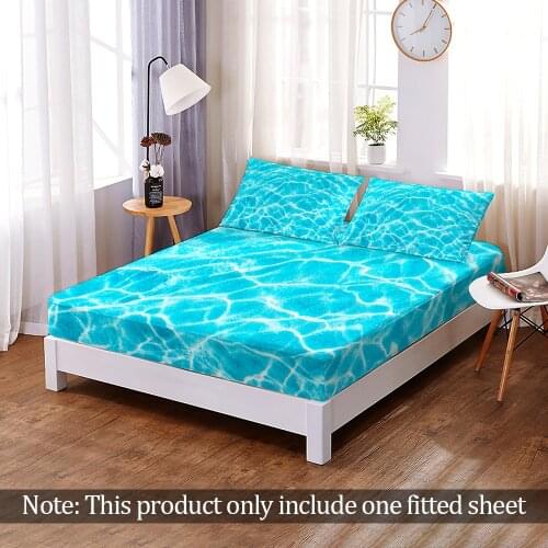3D Print Fashion Sea Waves Fitted Sheet Custom Modern Elastic Band Bed Sheet Bedroom Flats Home Decor Queen King Adult
