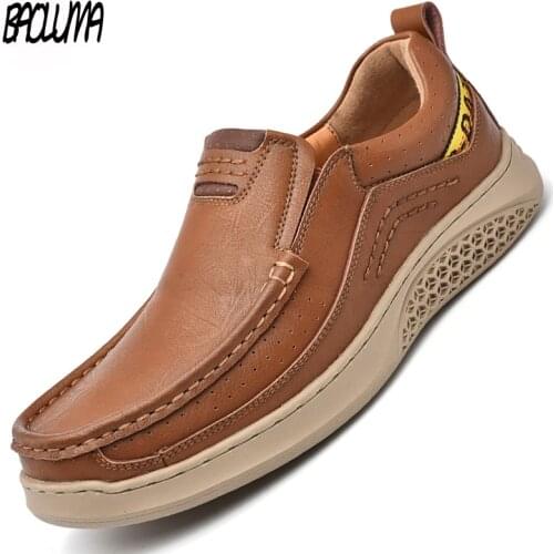 Brand Mens Loafers Genuine Leather Mens Casual Shoes Fashion Sneakers Men Designer Shoes Outdoor Mens Platform Shoes