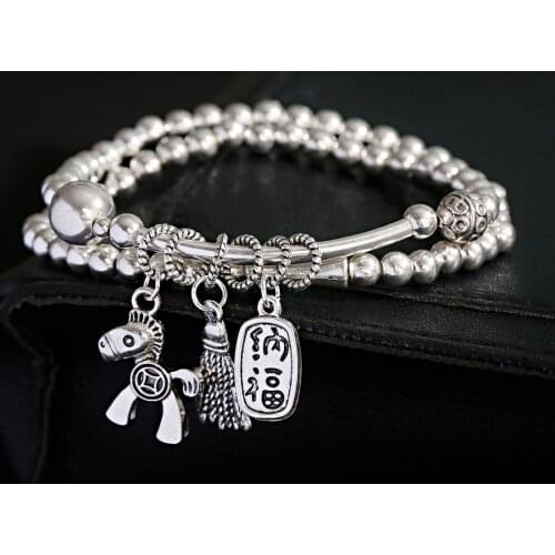 Vintage Women Bracelets Set Bohemia Charm CZ Hand Natural Stone Beads Tassel Pendents Bracelets Pour Les Femmes Jewelry Gift