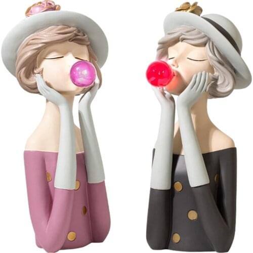 Resin Girls Head Desktop Figurines Realistic Decoration Livingroom TV Cabinet Ornaments Sculpture Crafts Desktop Centerpiece