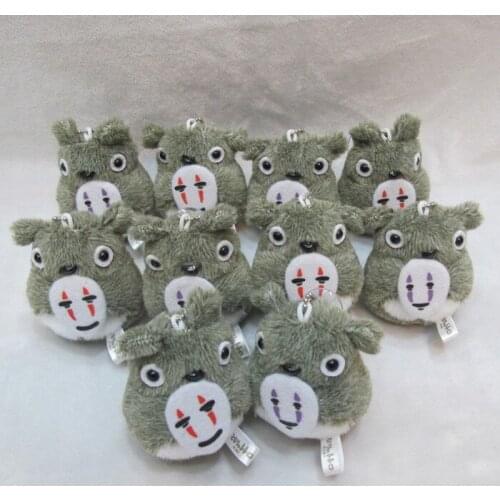 10 pcs/lot Anime Spirited Away Plush Key Chains Ring Toys Totoro holding No-Face Slender Man plush pendants toy gifts