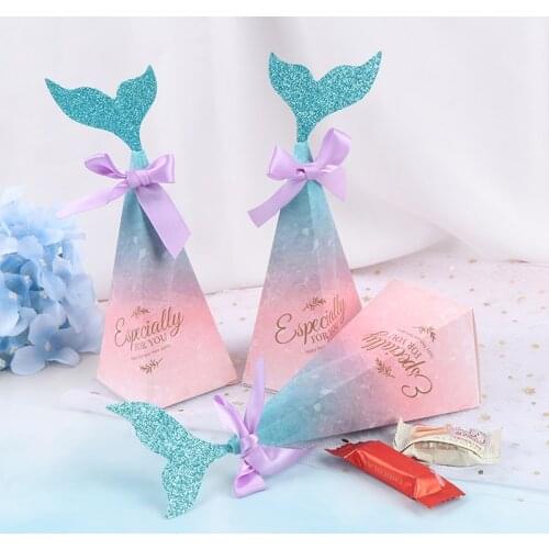 New Creative Mermaid Candy Box Mermaid Tail Shape Gift Packaging Bag Party Wedding Packaging Box