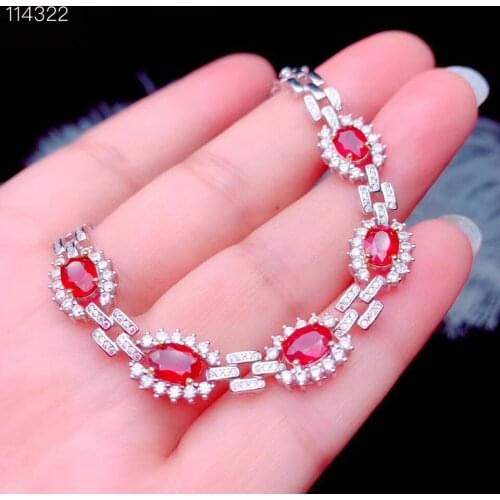 The Best Wedding Gift New Design Natural and Real Fashion Ruby Bracelet 925 Sterling Silver Ruby Bracelet