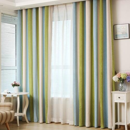 Chenille Striped Curtain Simple Thick Curtains Bedroom Curtains for Living Room Study Shielding Finished Curtain