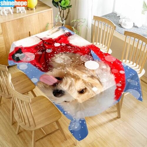 Custom Christmas Dog Bolognese Table Cloth Oxford Print Rectangular Waterproof Oilproof Animals Table Cover Wedding Tablecloth