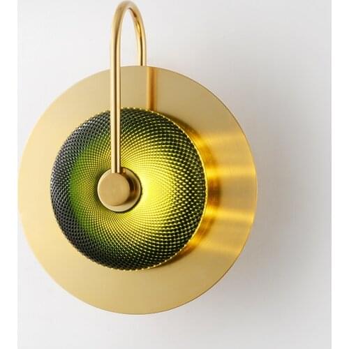 Dark Green Glass Living room Led Wall Light Art Design Bedside Wall Sconce Home Wall Decoration Lighting Surface mount Wall Lamp