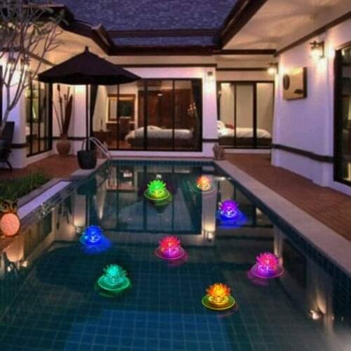 Outdoor Solar Floating Pond Lights Swimming Pool Floating Lamp Waterproof Floating Lotus Light
