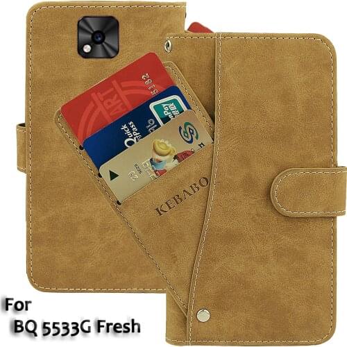 Vintage Leather Wallet BQ 5533G Fresh Case 5.45" Flip Luxury Card Slots Cover Magnet Phone Protective Cases Bags