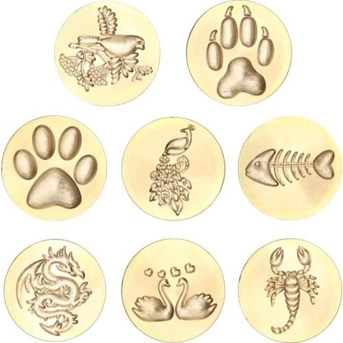 Retro Fire Paint Wax Seal 3D Relief Sealing Animal Flower Series Replaceable copper head DIY Wedding Invitations Birthday Card