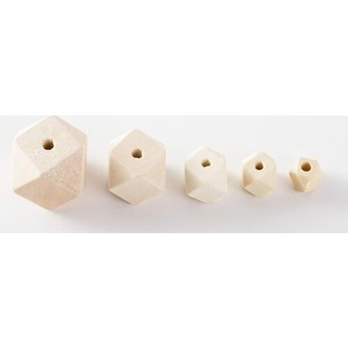 Pick Size 10/12/14/16/18/20mm Natural Color Unfinished Geometric Polygon Wood Beads DIY Wooden Spacer Bead Jewelry Accessories