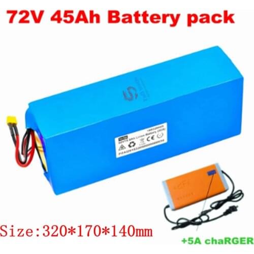 High quality 72V 45Ah 3000W Lithium ion Battery Pack with BMS for Electric Scooter Motorcycle and e-Bike + 5A charger