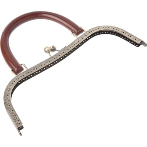 Square Round Wood Metal Frame Kiss Clasp For Handle Bag Purse Accessories DIY