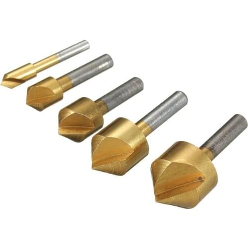 Best 5 tlg HSS Countersink Counterbore Countersinks Set Wood Metal 6-19mm 90 Degree Individual Flute Inserts