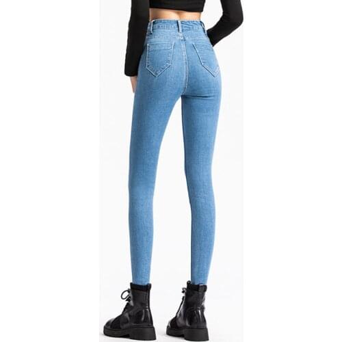 Women Sexy High Waist Skinny Pencil Jeans 2021 Plus Size Slim Casual Denim Pants Spring Autumn Blue Elastic Bodycon Trousers 31