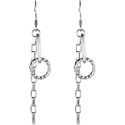 2021 New Silver Color Hanging Earrings For Women Trendy Geometric Drop Statement Earrings Fashion Party Jewelry Gift For Girls