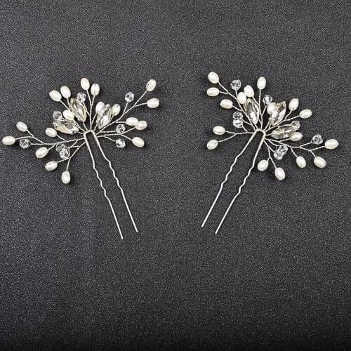 4PCS Silver/Gold Color Handmade Crystal Women Hair Sticks Wedding Bridal Hair Pins Pearl Hair Jewelry Accessories