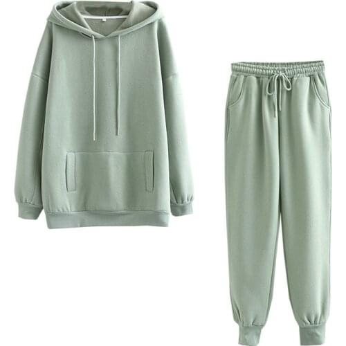 Womens 2 pieces sets Tracksuits Sports Pants Suit Casual Hoodies Fleece Sweatshirt Female Jacket Sweatpants Harajuku Clothes