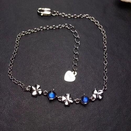 Natural blue moonstone bracelet, simple and exquisite, 925 silver, natural gemstones, beautiful and clean colors