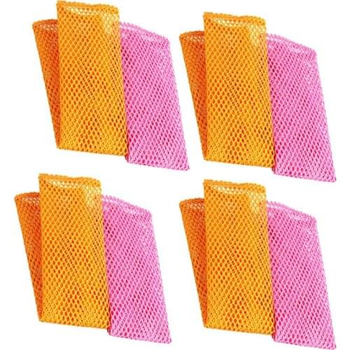 12PCS Mesh Non-stick Oil Dish Cloth Cleaning Cloth Rapid Dry Scourer Mesh Washing Cloths Kitchen Cleaning Cloths (Mixed Color)