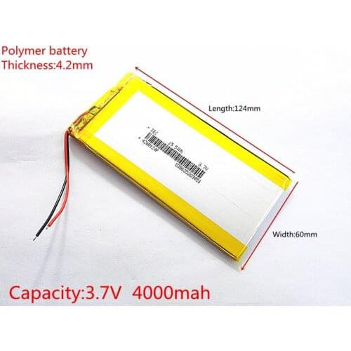 3.7V,4000mAH (polymer lithium ion battery) Li-ion battery for tablet pc 7 inch 8 inch 9inch 4260124 Free Shipping