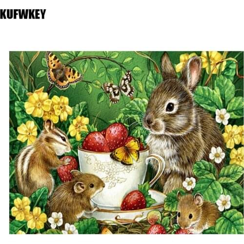 5D DIY Diamond Painting Full Square Cross stitch Rabbit/Strawberry handmade Diamond Embroidery Mosaic painting Christmas Gifts
