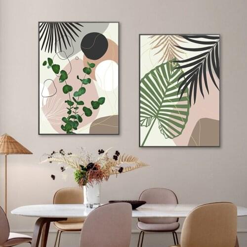 Abstract Lines Nordic Botanical Leaves Paintings Wall Art Canvas Prints Modern Living Room Simple Picture Decorative Posters