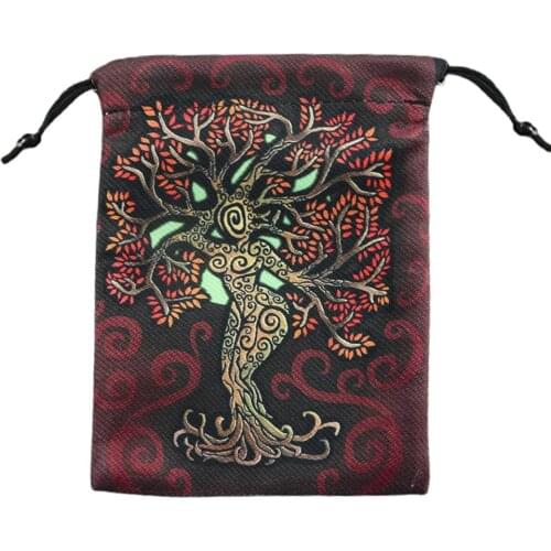 13x18cm Velvet Tarot Storage Bag Oracle Card Witch Divination Accessorie Tarot Drawstring Bags Double-sided Printing Crystal Bag