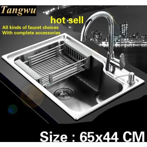Free shipping Household kitchen sink small durable 0.8 mm 304 stainless steel hot sell 650x440 MM