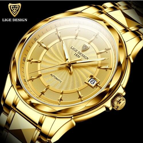 LIGE Men Automatic Mechanical Watches Luxury Brand Business Tungsten Steel Waterproof WristWatch Men Fashion Clock reloj hombre