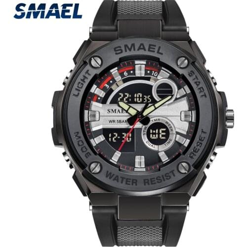 SMAEL Brand Luxury Military Sports Watches Men Quartz Analog LED Digital Clock Man Waterproof Dual Display Wristwatches Relogio