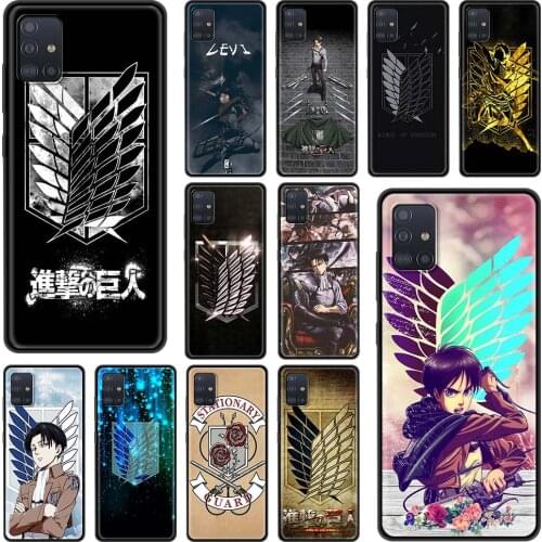 Soft Phone Case for Samsung Galaxy A50 A70 A21S A50S A71S A11 A31 A41 A12 A02S A72 Black Coque Capa Attack On Titan Anime