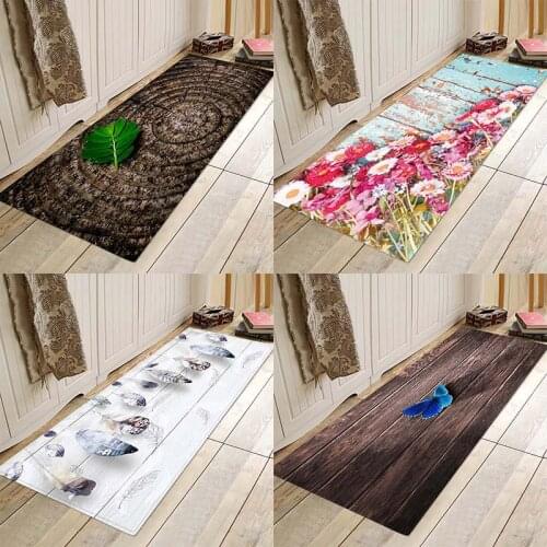 Flower boards, plant-based prints, flannel, non-slippery, absorbent floor mats